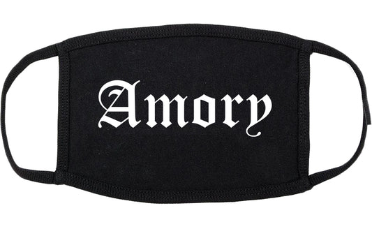 Amory Mississippi MS Old English Cotton Face Mask Black