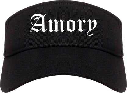 Amory Mississippi MS Old English Mens Visor Cap Hat Black