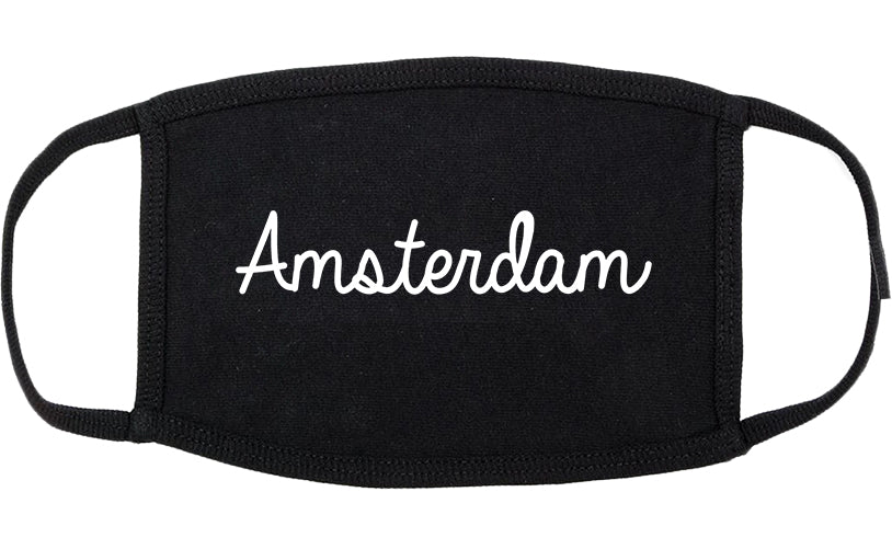 Amsterdam New York NY Script Cotton Face Mask Black