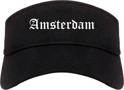 Amsterdam New York NY Old English Mens Visor Cap Hat Black