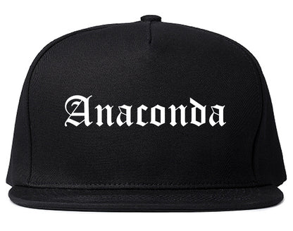 Anaconda Montana MT Old English Mens Snapback Hat Black