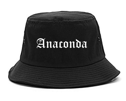 Anaconda Montana MT Old English Mens Bucket Hat Black