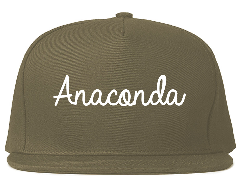 Anaconda Montana MT Script Mens Snapback Hat Grey