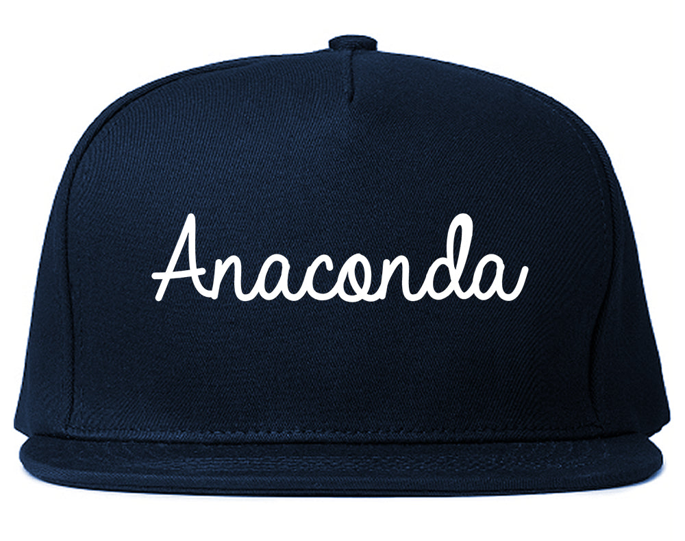 Anaconda Montana MT Script Mens Snapback Hat Navy Blue