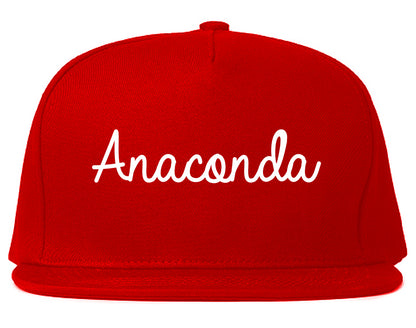 Anaconda Montana MT Script Mens Snapback Hat Red