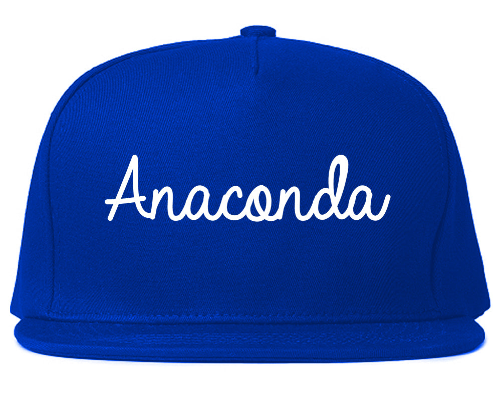 Anaconda Montana MT Script Mens Snapback Hat Royal Blue