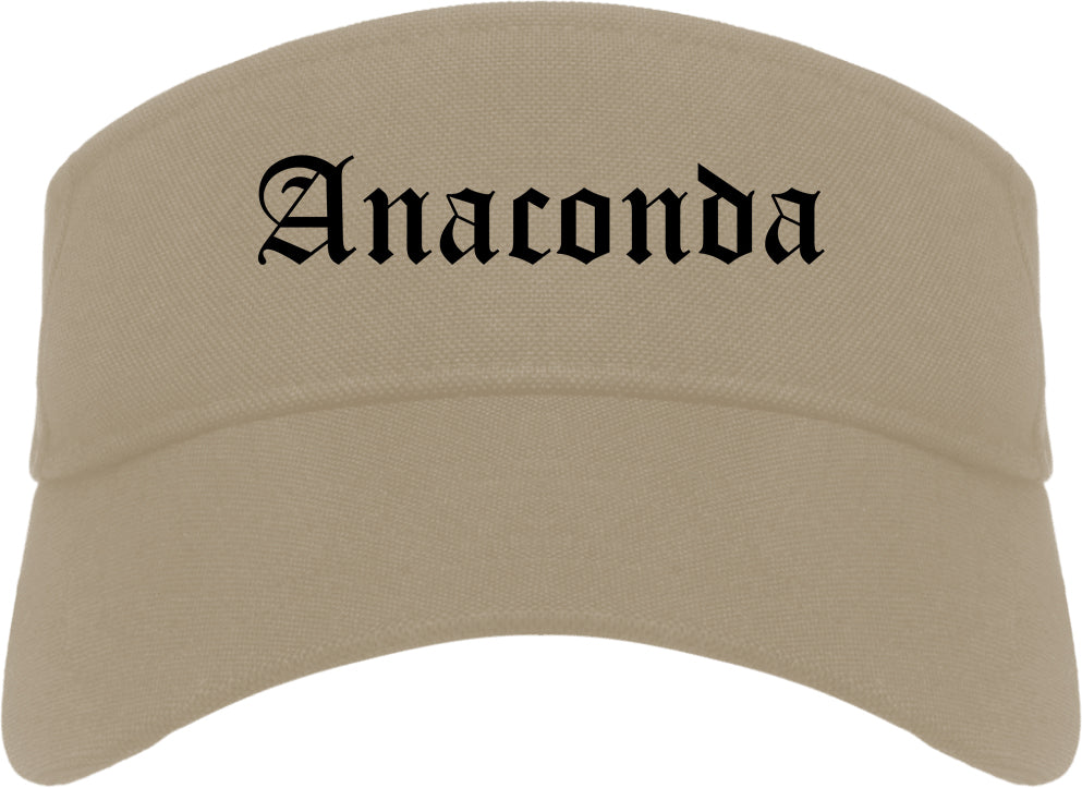 Anaconda Montana MT Old English Mens Visor Cap Hat Khaki