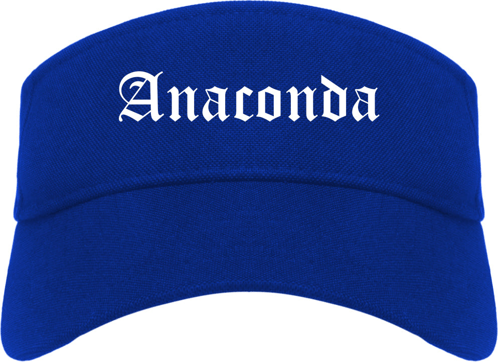 Anaconda Montana MT Old English Mens Visor Cap Hat Royal Blue