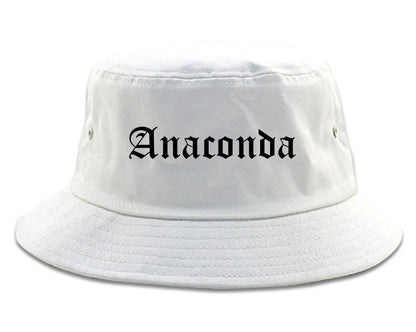 Anaconda Montana MT Old English Mens Bucket Hat White