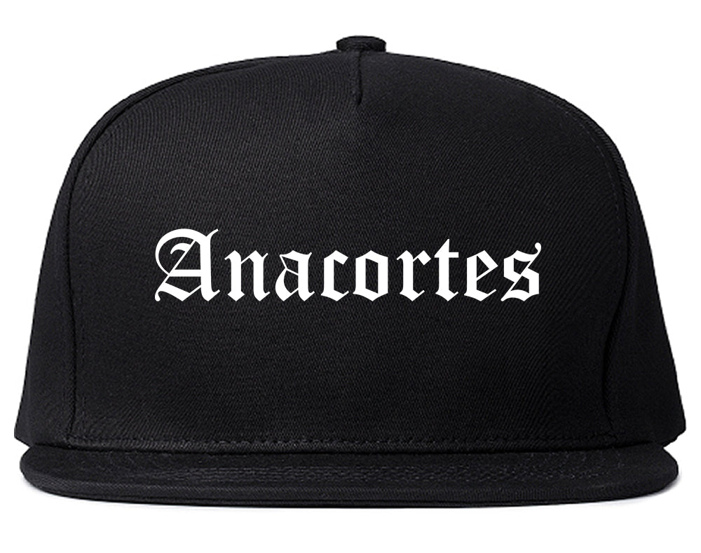 Anacortes Washington WA Old English Mens Snapback Hat Black