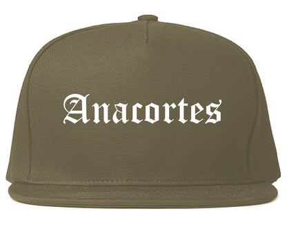 Anacortes Washington WA Old English Mens Snapback Hat Grey