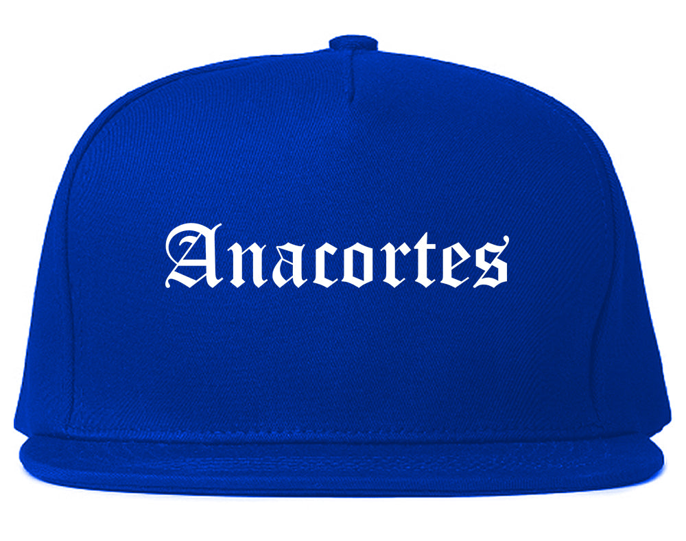 Anacortes Washington WA Old English Mens Snapback Hat Royal Blue