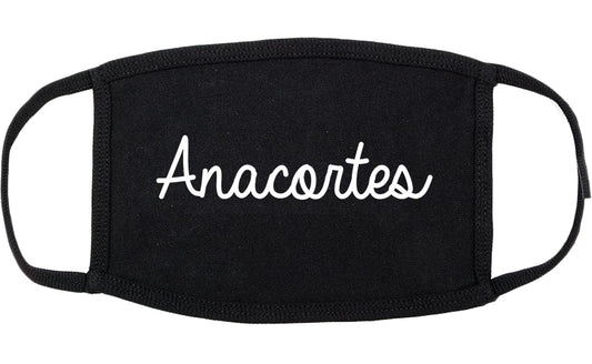 Anacortes Washington WA Script Cotton Face Mask Black