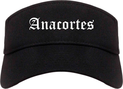 Anacortes Washington WA Old English Mens Visor Cap Hat Black