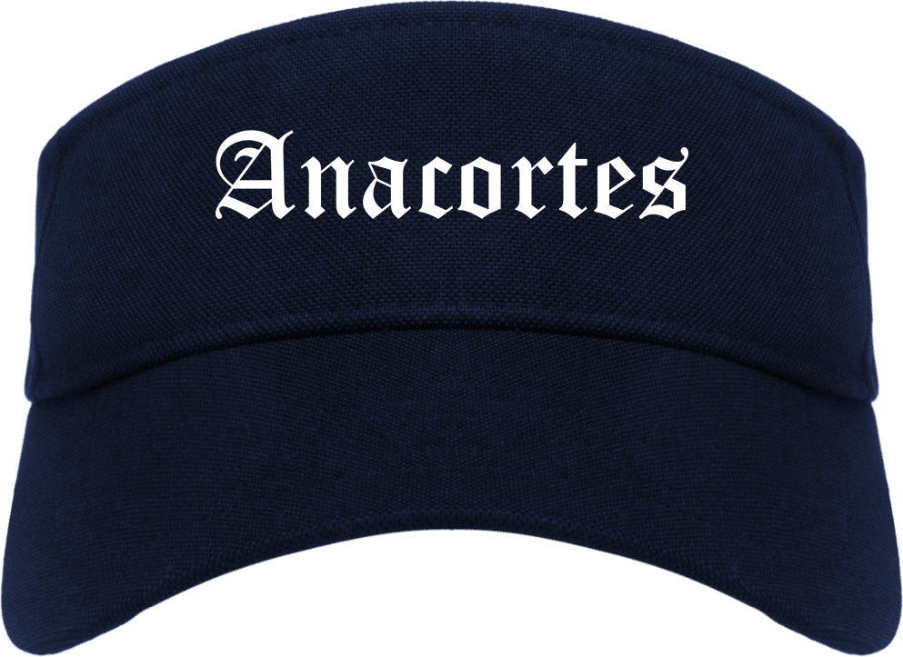 Anacortes Washington WA Old English Mens Visor Cap Hat Navy Blue