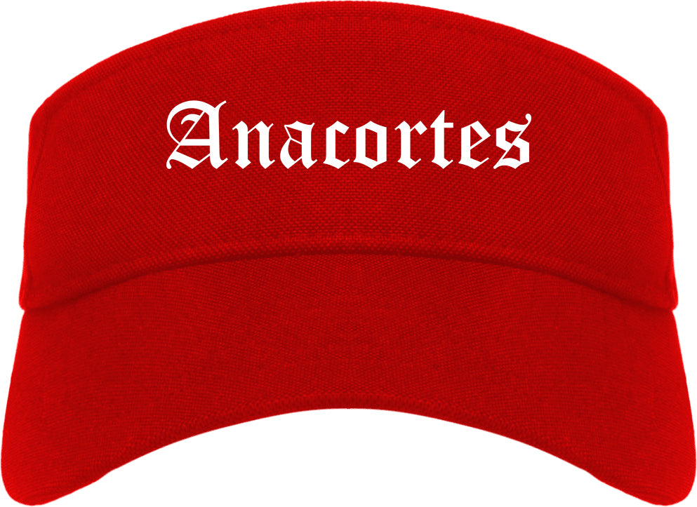 Anacortes Washington WA Old English Mens Visor Cap Hat Red