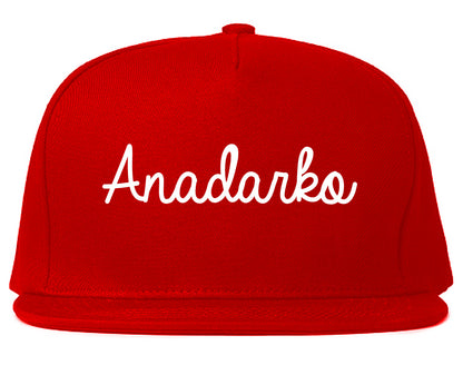 Anadarko Oklahoma OK Script Mens Snapback Hat Red