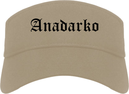 Anadarko Oklahoma OK Old English Mens Visor Cap Hat Khaki