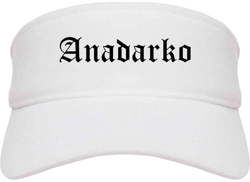 Anadarko Oklahoma OK Old English Mens Visor Cap Hat White