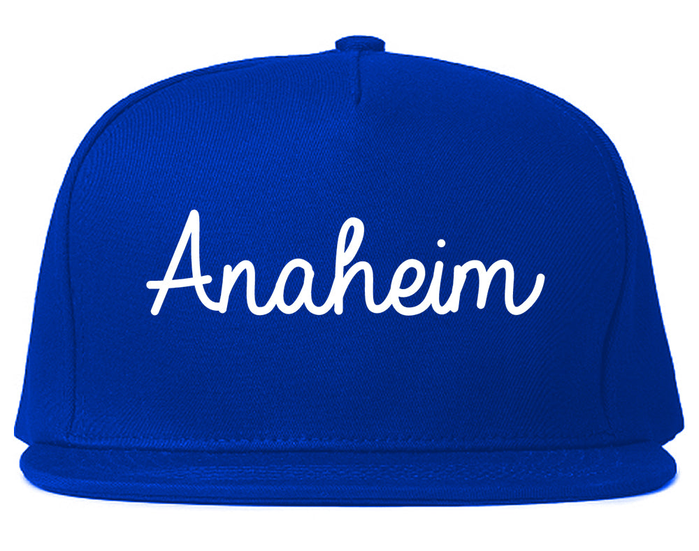 Anaheim California CA Script Mens Snapback Hat Royal Blue