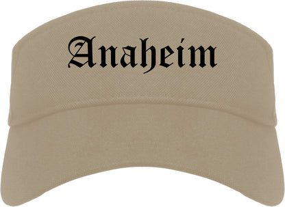 Anaheim California CA Old English Mens Visor Cap Hat Khaki