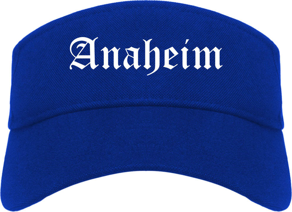 Anaheim California CA Old English Mens Visor Cap Hat Royal Blue