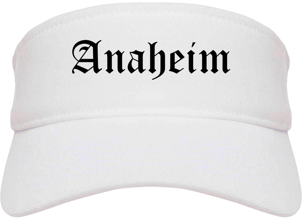 Anaheim California CA Old English Mens Visor Cap Hat White