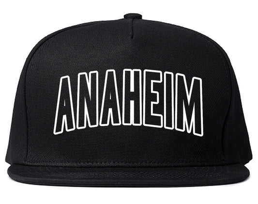 Anaheim California Outline Mens Snapback Hat Black