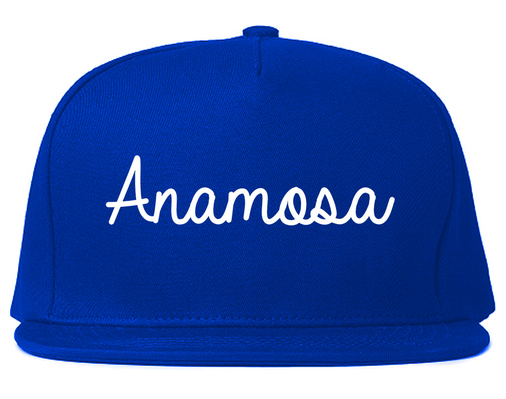 Anamosa Iowa IA Script Mens Snapback Hat Royal Blue