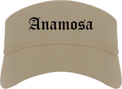 Anamosa Iowa IA Old English Mens Visor Cap Hat Khaki