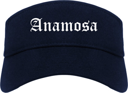 Anamosa Iowa IA Old English Mens Visor Cap Hat Navy Blue