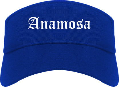 Anamosa Iowa IA Old English Mens Visor Cap Hat Royal Blue