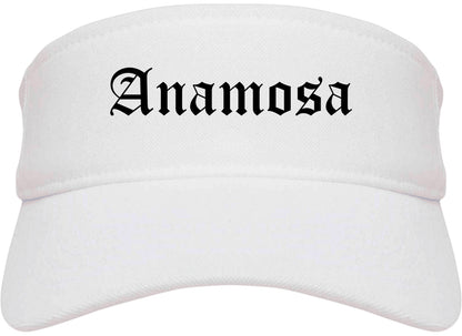 Anamosa Iowa IA Old English Mens Visor Cap Hat White