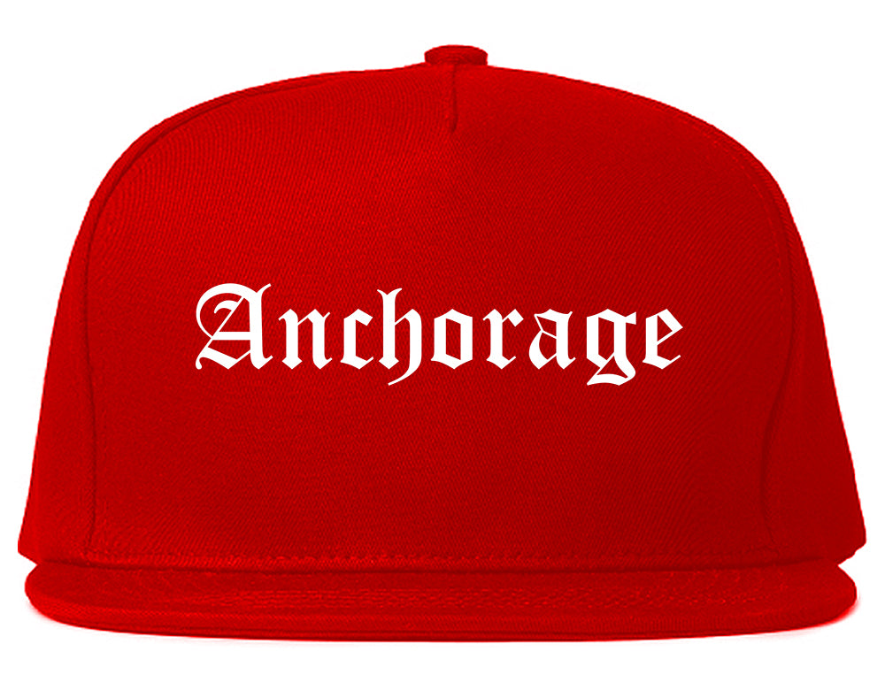 Anchorage Alaska AK Old English Mens Snapback Hat Red