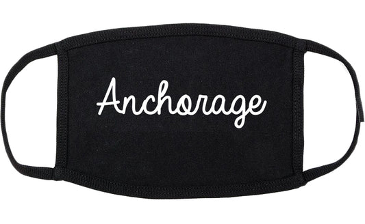 Anchorage Alaska AK Script Cotton Face Mask Black