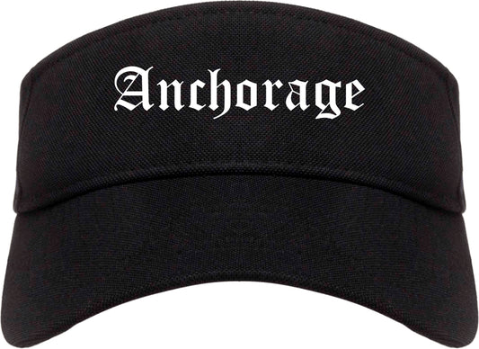 Anchorage Alaska AK Old English Mens Visor Cap Hat Black