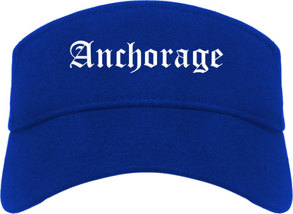 Anchorage Alaska AK Old English Mens Visor Cap Hat Royal Blue