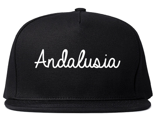 Andalusia Alabama AL Script Mens Snapback Hat Black