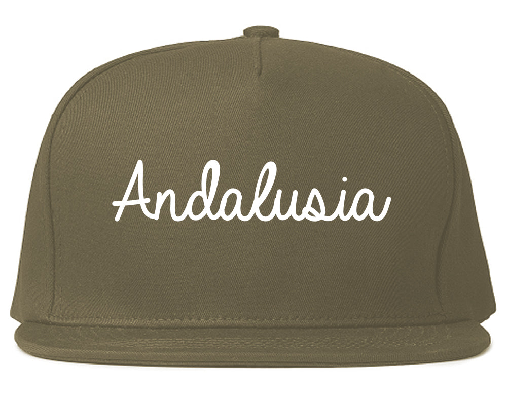 Andalusia Alabama AL Script Mens Snapback Hat Grey