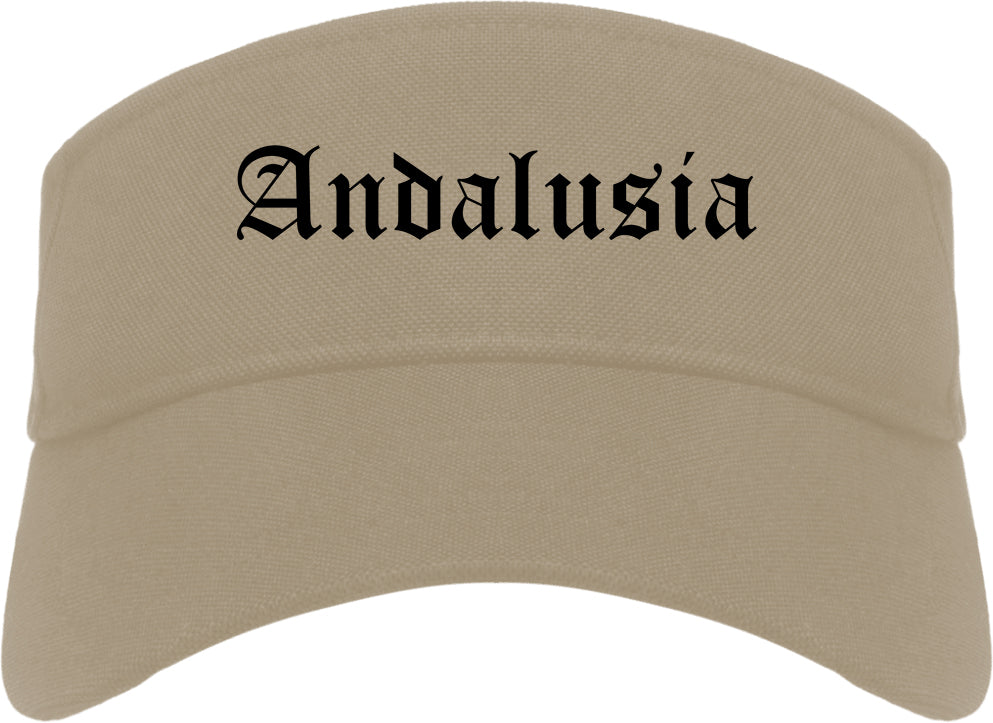 Andalusia Alabama AL Old English Mens Visor Cap Hat Khaki