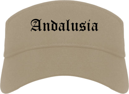 Andalusia Alabama AL Old English Mens Visor Cap Hat Khaki