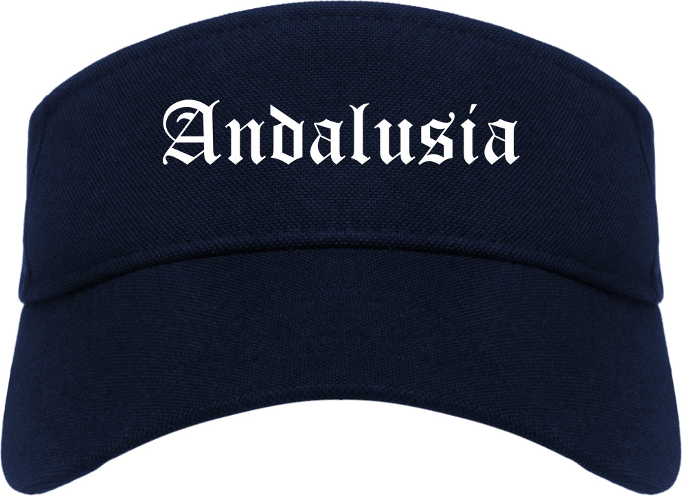 Andalusia Alabama AL Old English Mens Visor Cap Hat Navy Blue