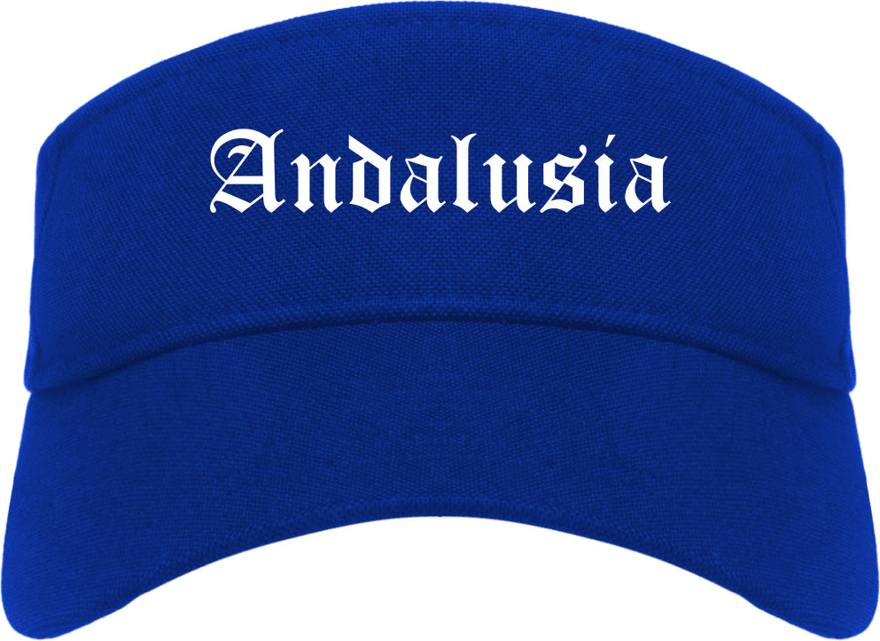 Andalusia Alabama AL Old English Mens Visor Cap Hat Royal Blue