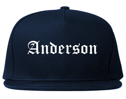 Anderson California CA Old English Mens Snapback Hat Navy Blue