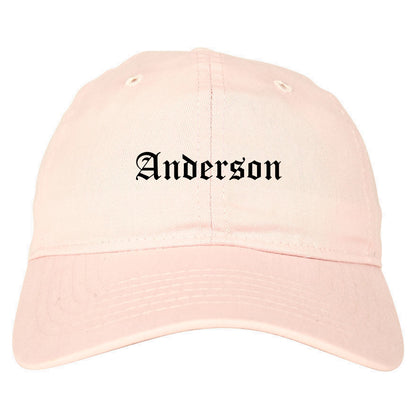 Anderson California CA Old English Mens Dad Hat Baseball Cap Pink