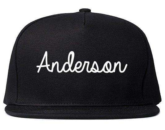 Anderson California CA Script Mens Snapback Hat Black