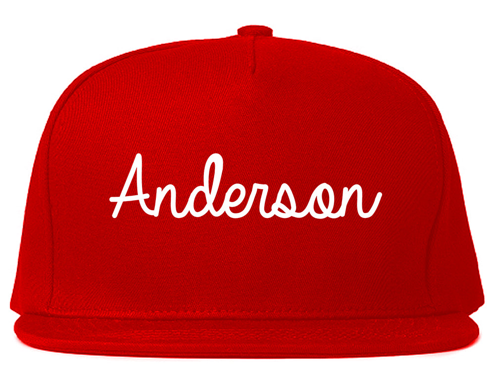 Anderson California CA Script Mens Snapback Hat Red