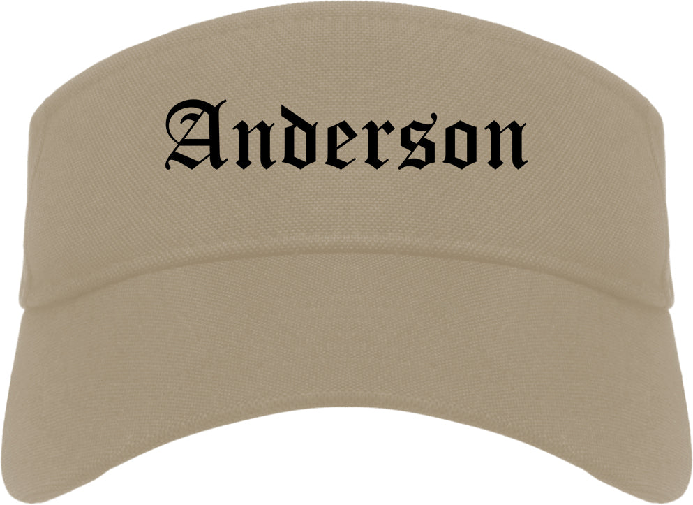Anderson California CA Old English Mens Visor Cap Hat Khaki