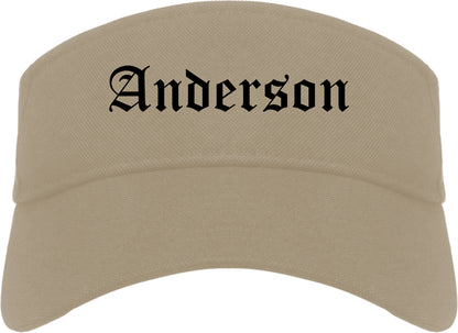 Anderson California CA Old English Mens Visor Cap Hat Khaki