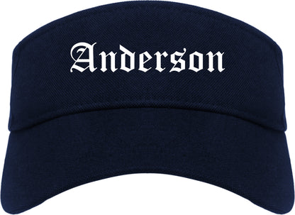Anderson California CA Old English Mens Visor Cap Hat Navy Blue
